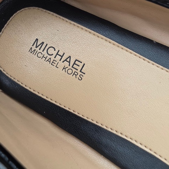 Michael Kors Black Leather MK Logo Ballet Flats Women's Size 11M - Picture 6 of 10